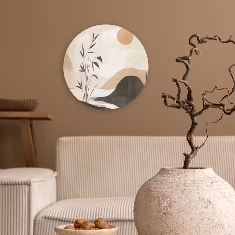Wandcirkel - Glas - Japandi - Landschap - Beige — 2