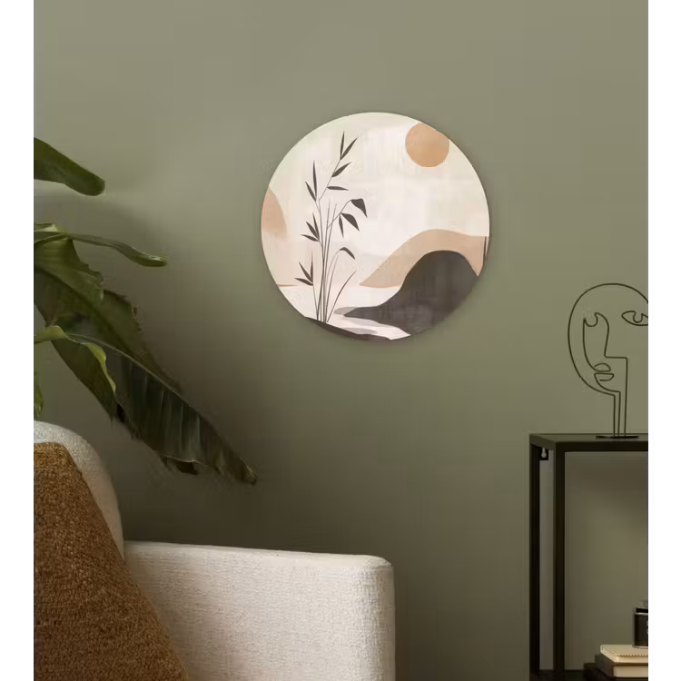 Wandcirkel - Glas - Japandi - Landschap - Beige — 3