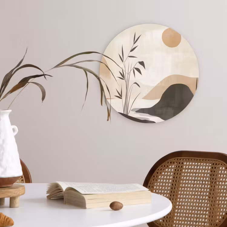 Wandcirkel - Glas - Japandi - Landschap - Beige — 4