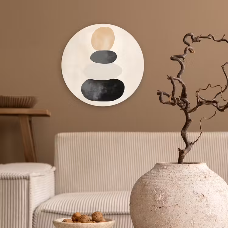 Wandcirkel - Glas - Japandi - Wabi sabi - Beige — 2