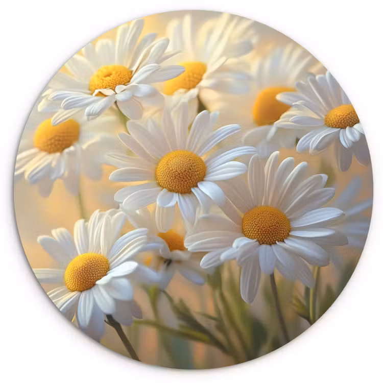 Wandcirkel - Glas - Madeliefjes - Wit - Zonlicht — 1