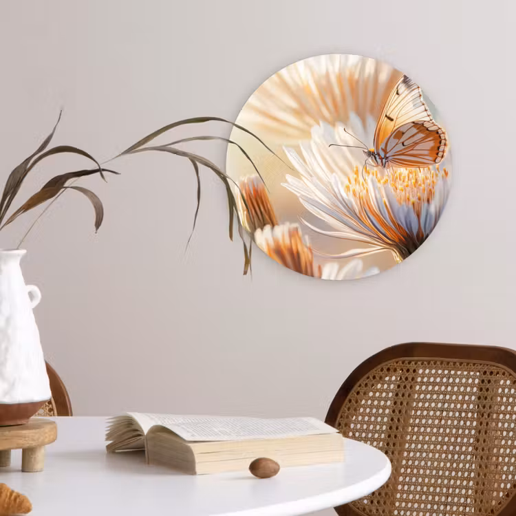 Wandcirkel - Glas - Vlinder - Bloem - Oranje — 4