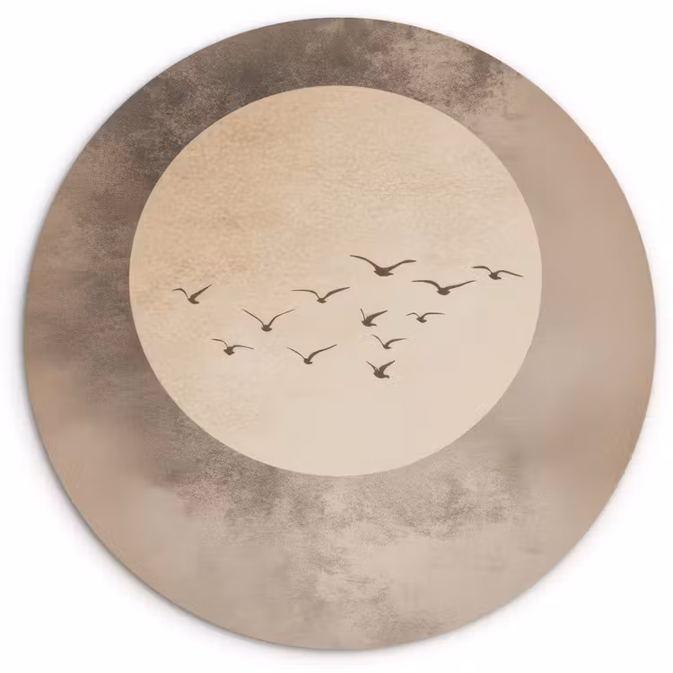 Wandcirkel - Glas - Vogel - Beige - Japandi — 1