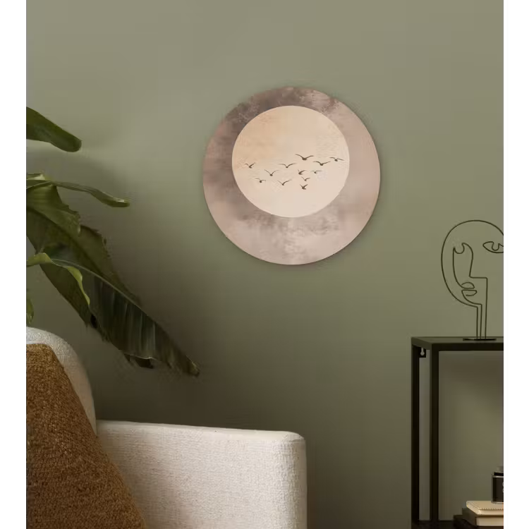 Wandcirkel - Glas - Vogel - Beige - Japandi — 3