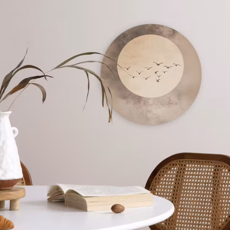 Wandcirkel - Glas - Vogel - Beige - Japandi — 4