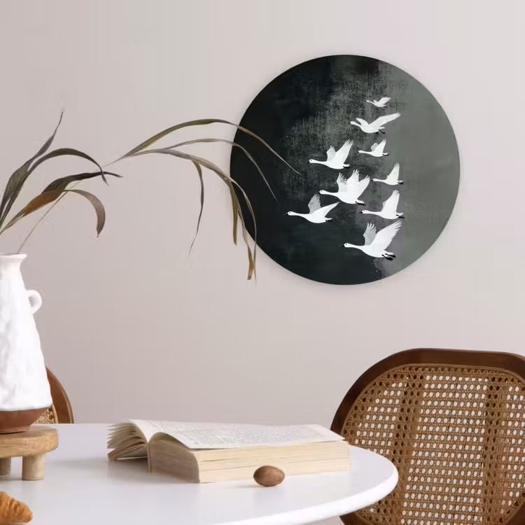 Wandcirkel - Glas - Vogel - Japandi - Groen — 4