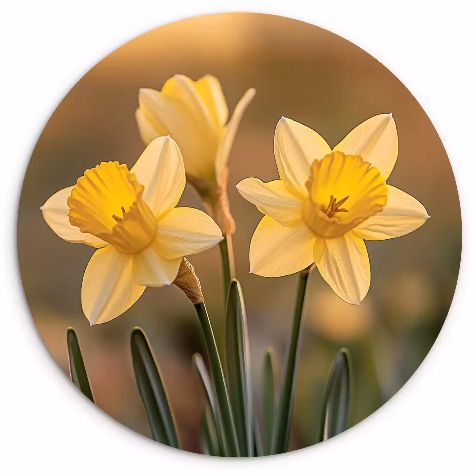 Wandcirkel - Glas - Bloemen - Geel - Wazig — 1