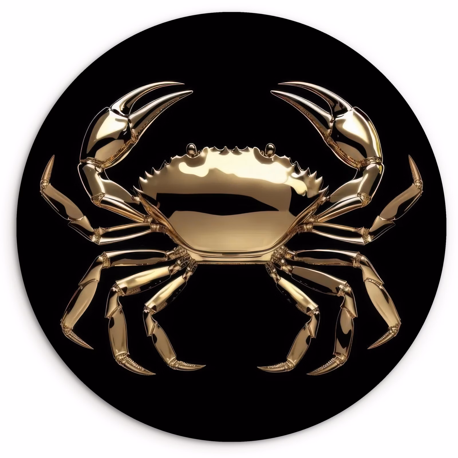 Wandcirkel - Glas - Goud - Krab - Dieren - Zwart — 1