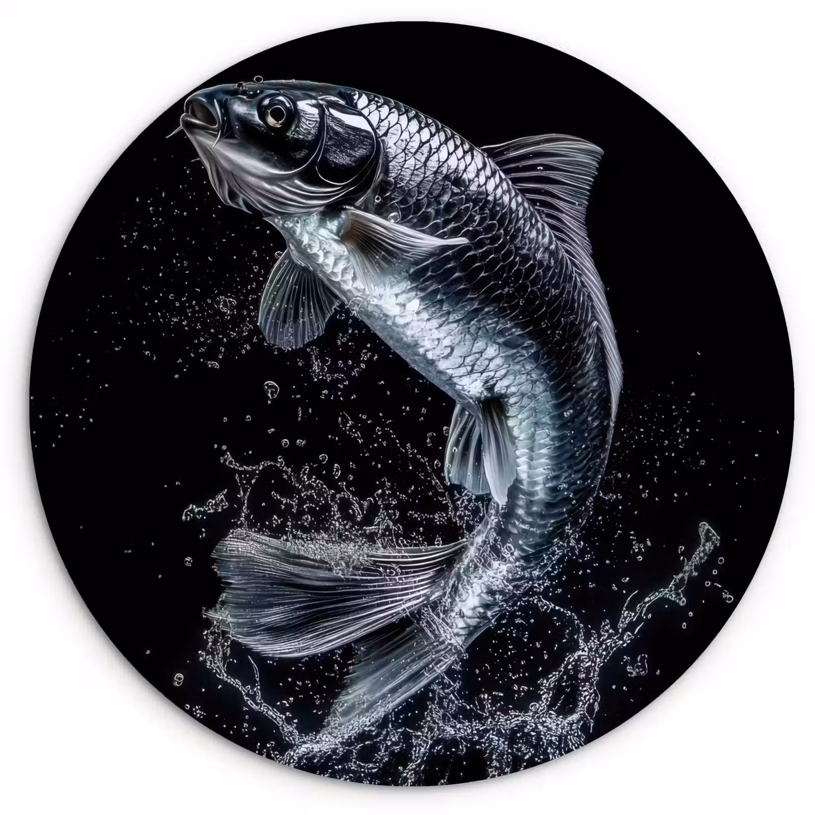 Wandcirkel - Glas - Vis - Koi - Zwart - Water — 1