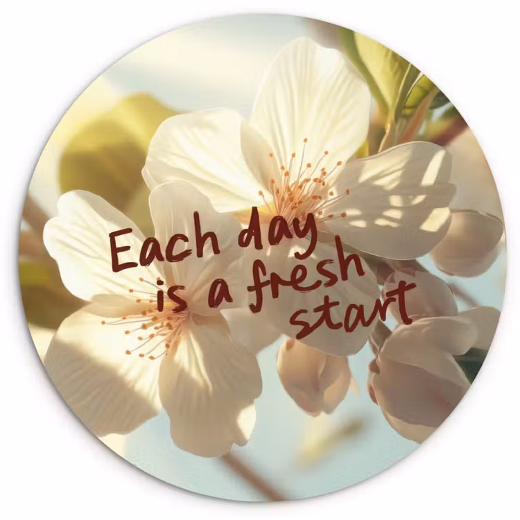 Wandcirkel - Glas - Bloesems - Zonlicht - Quote - Wit — 1