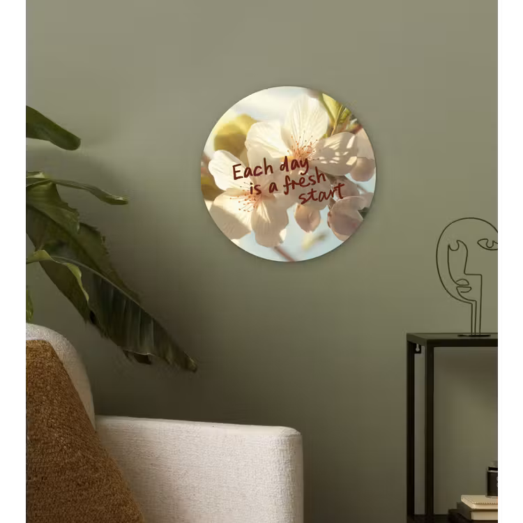 Wandcirkel - Glas - Bloesems - Zonlicht - Quote - Wit — 3