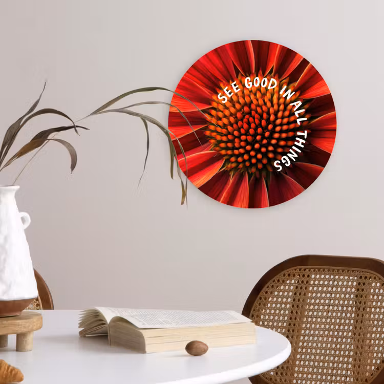 Wandcirkel - Glas - Close up - Bloem - Quote - Rood — 4