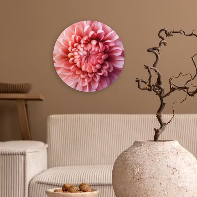 Wandcirkel - Glas - Dahlia - Bloem - Close up - Roze — 2