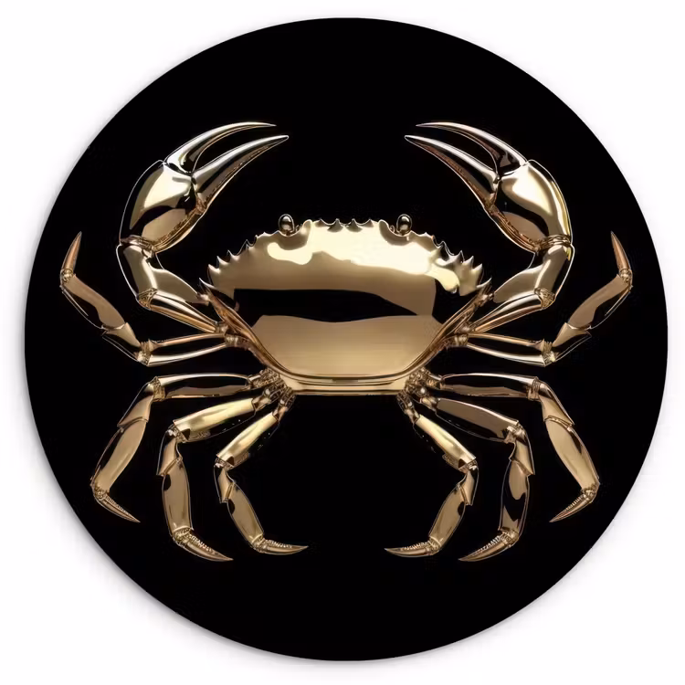 Wandcirkel - Glas - Goud - Krab - Dieren - Zwart — 1