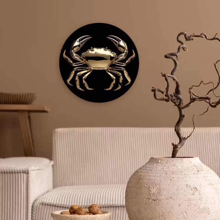 Wandcirkel - Glas - Goud - Krab - Dieren - Zwart — 2