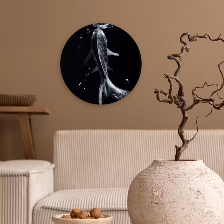 Wandcirkel - Glas - Koi - Vissen - Water - Zwart — 2