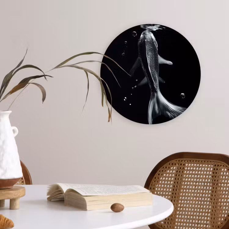 Wandcirkel - Glas - Koi - Vissen - Water - Zwart — 4
