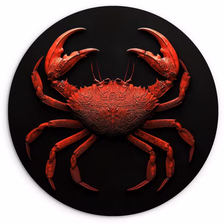 Wandcirkel - Glas - Krab - Rood - Vissen - Schaaldieren — 1