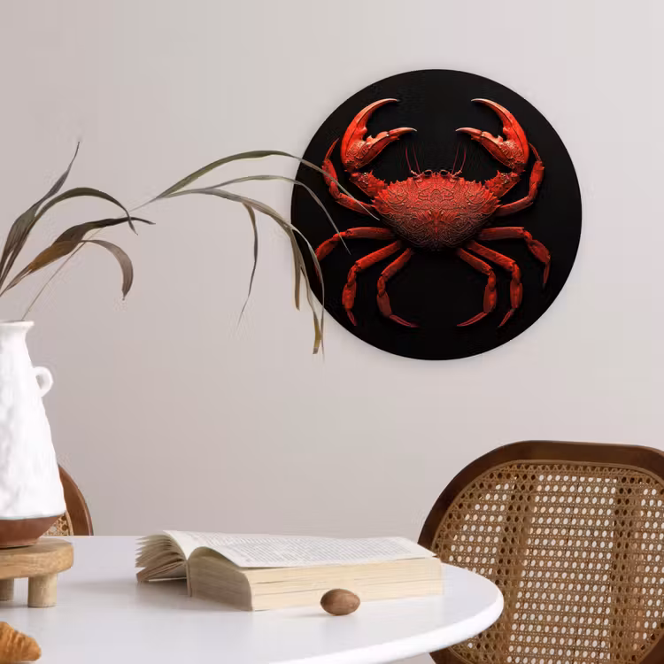 Wandcirkel - Glas - Krab - Rood - Vissen - Schaaldieren — 4
