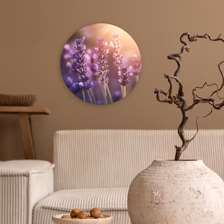 Wandcirkel - Glas - Lavendelbloemen - Paars - Zonlicht — 2