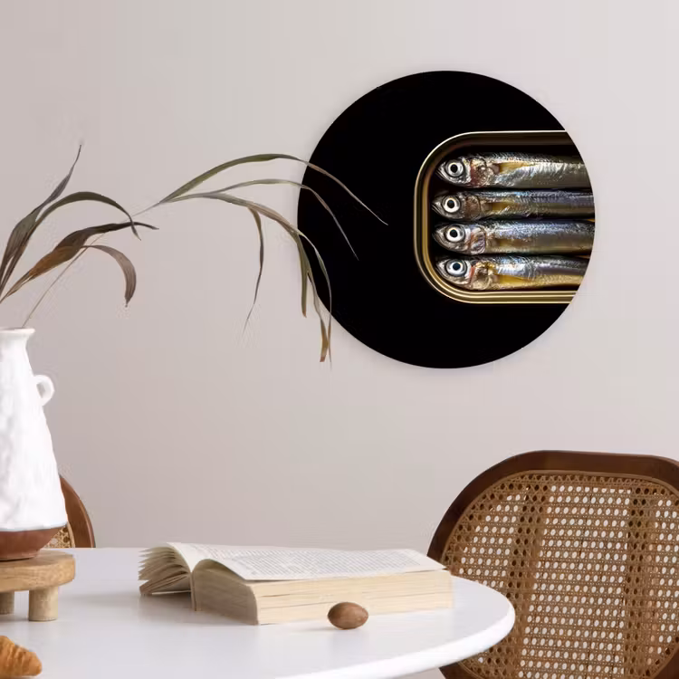 Wandcirkel - Glas - Sardines - Blik - Zwart - Vissen — 4