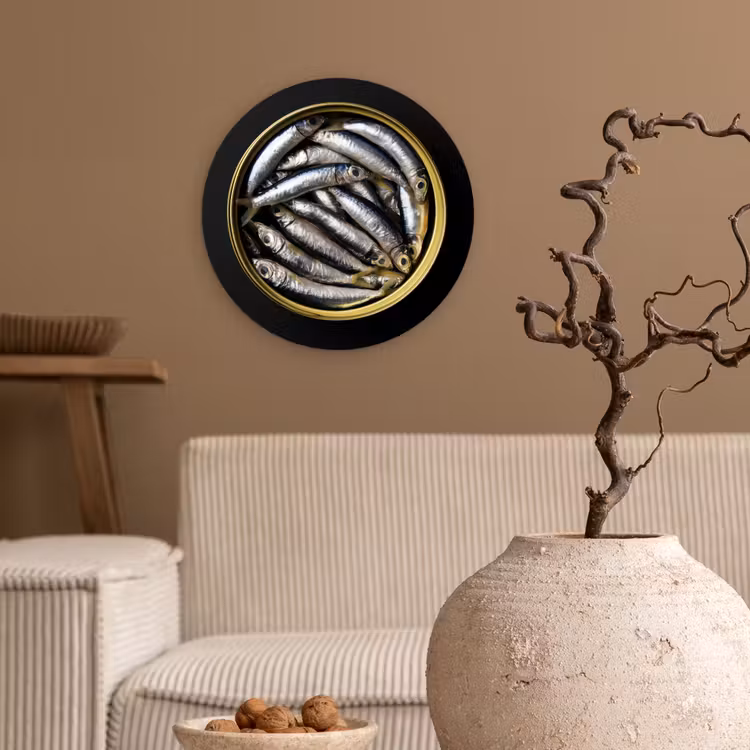 Wandcirkel - Glas - Sardines - Vissen - Rond - Zwart — 2