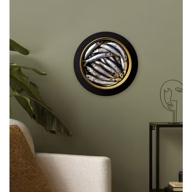 Wandcirkel - Glas - Sardines - Vissen - Rond - Zwart — 3