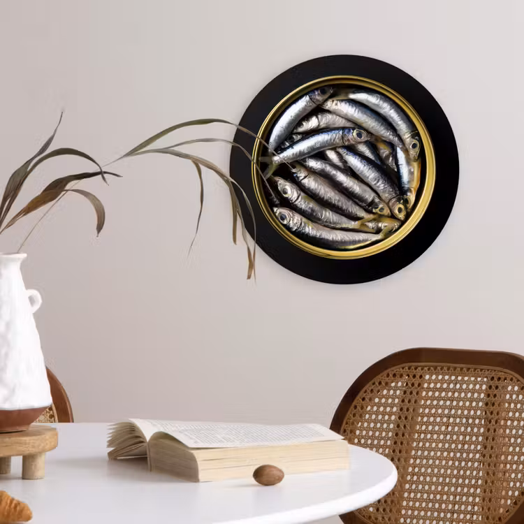 Wandcirkel - Glas - Sardines - Vissen - Rond - Zwart — 4