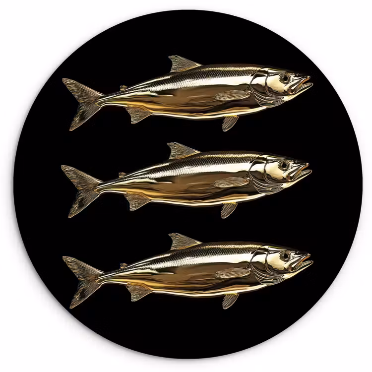 Wandcirkel - Glas - Vissen - Goud - Zwart — 1