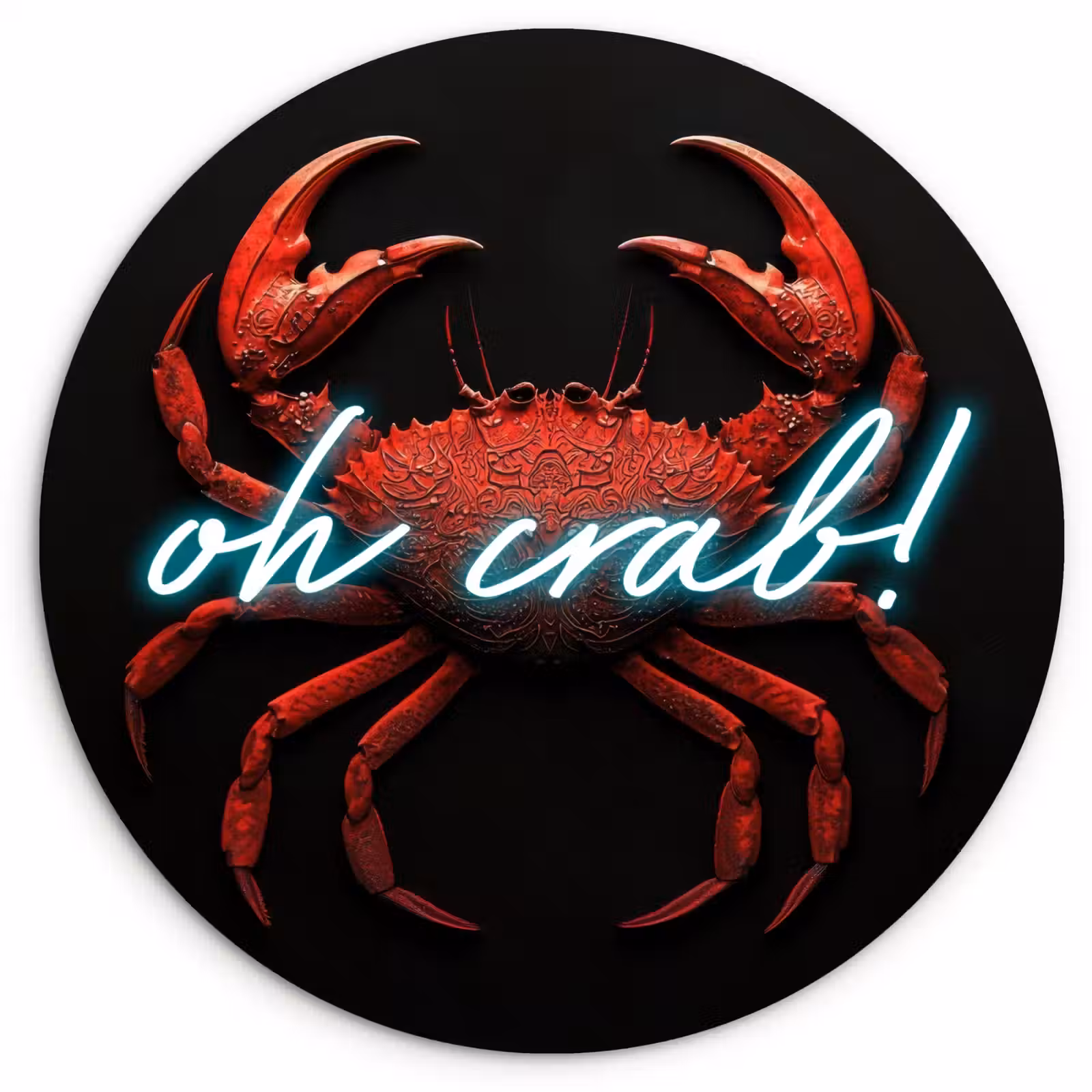 Wandcirkel - Glas - Krab - Rood - Neon - Quote — 1