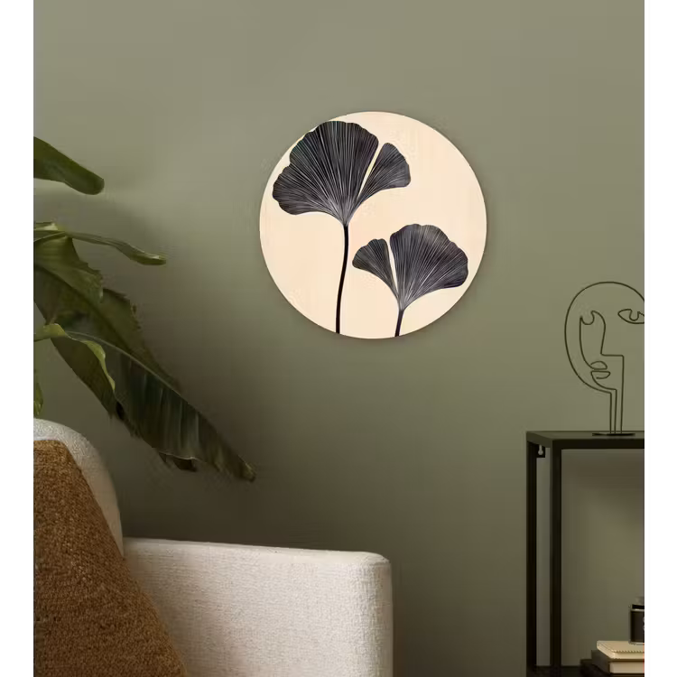 Wandcirkel - Glas - Bladeren - Minimalistisch - Zwart — 3