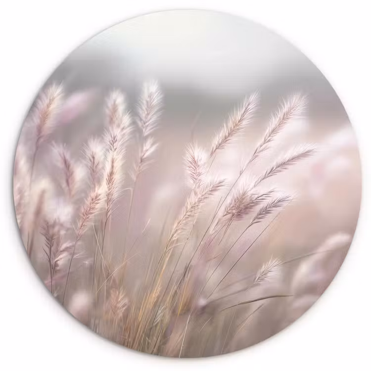 Wandcirkel - Glas - Graspluimen - Wind - Beige - Mistig — 1