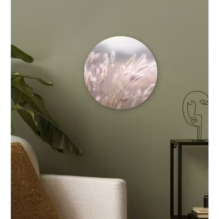Wandcirkel - Glas - Graspluimen - Wind - Beige - Mistig — 3