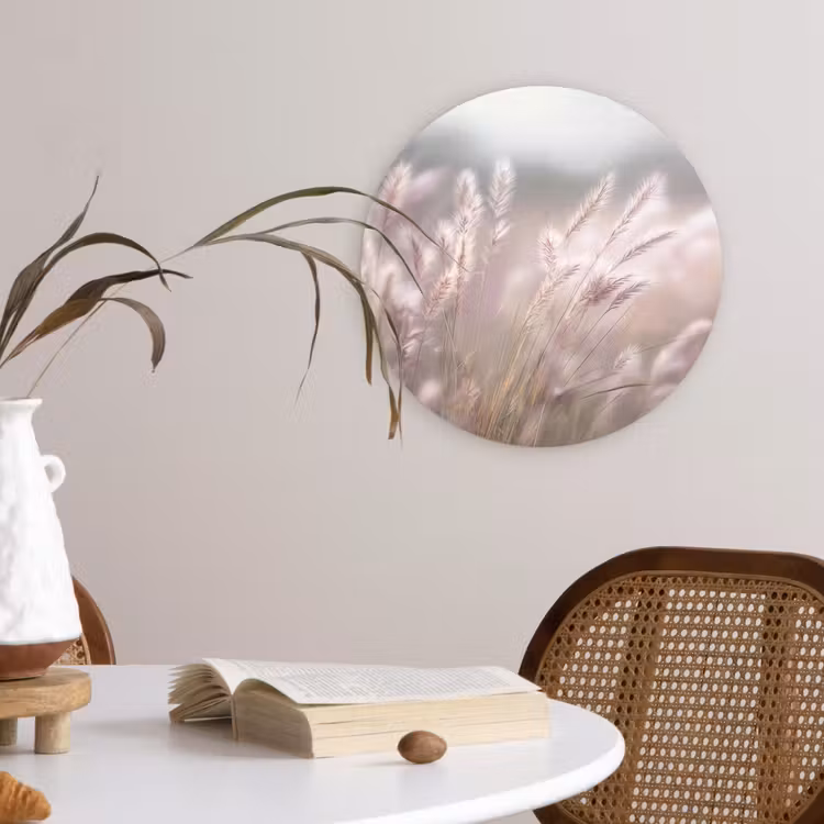 Wandcirkel - Glas - Graspluimen - Wind - Beige - Mistig — 4