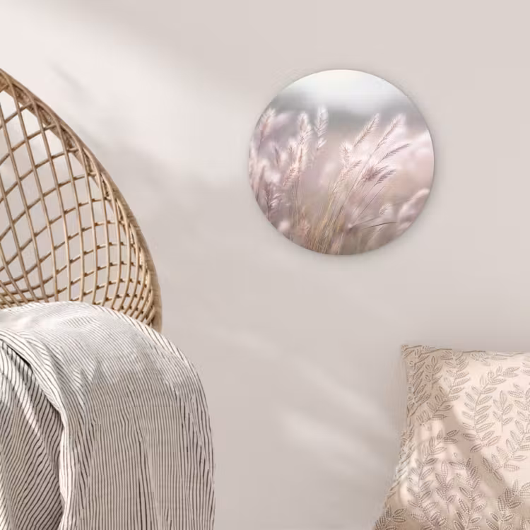 Wandcirkel - Glas - Graspluimen - Wind - Beige - Mistig — 5