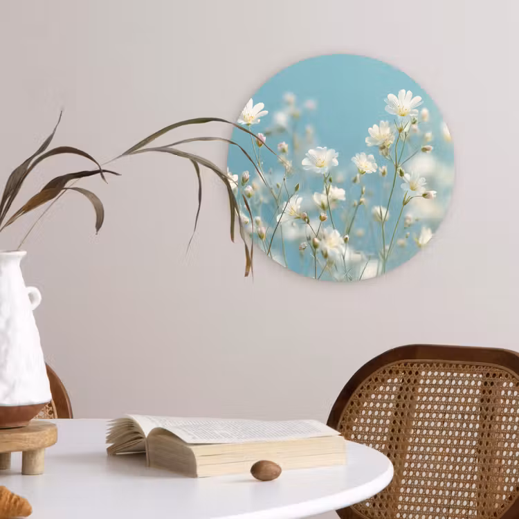 Wandcirkel - Glas - Stengels - Bloemen - Lucht - Wit — 4