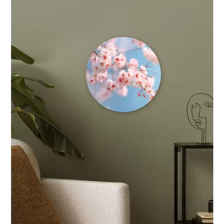 Wandcirkel - Glas - Takken - Bloesems - Roze — 3