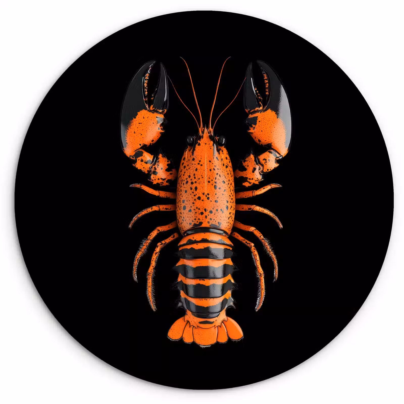 Wandcirkel - Glas - Kreeft - Oranje - Zwart - Modern — 1