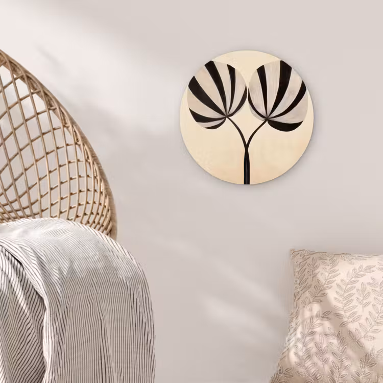 Wandcirkel - Glas - Bladeren - Gestreept - Stengel - Beige — 5