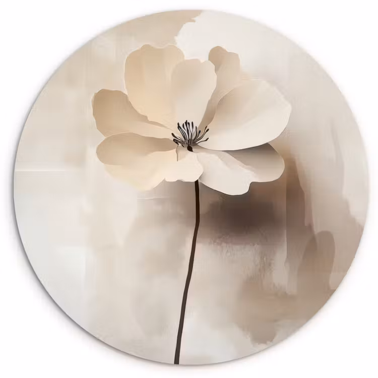 Wandcirkel - Glas - Bloem - Beige - Verf - Schaduw — 1