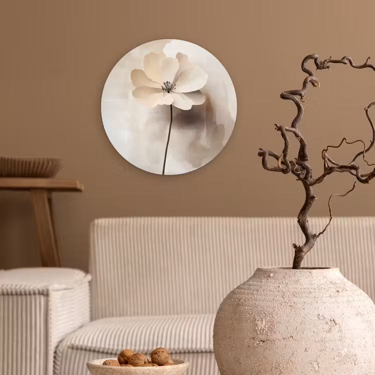 Wandcirkel - Glas - Bloem - Beige - Verf - Schaduw — 2