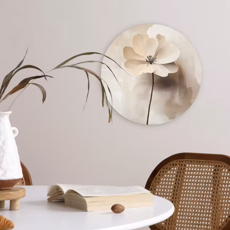 Wandcirkel - Glas - Bloem - Beige - Verf - Schaduw — 4