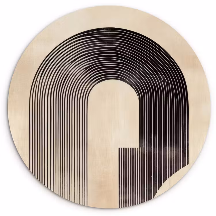 Wandcirkel - Glas - Boog - Strepen - Minimalistisch - Zwart — 1