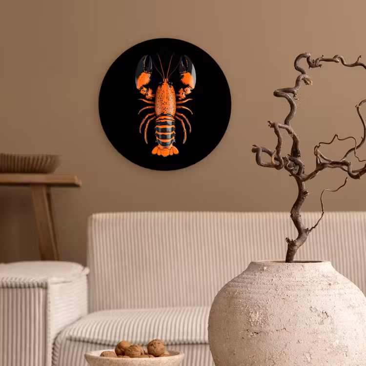 Wandcirkel - Glas - Kreeft - Oranje - Zwart - Modern — 2
