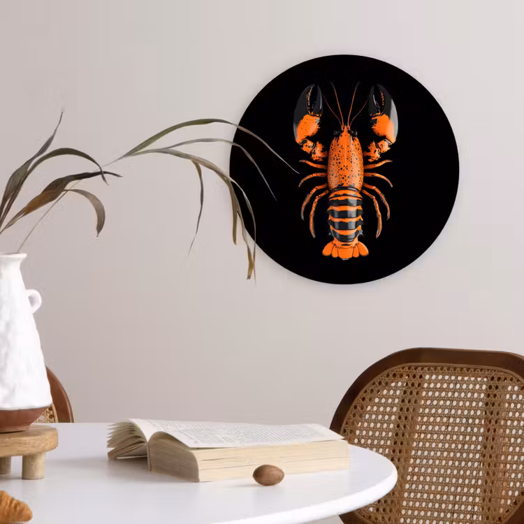 Wandcirkel - Glas - Kreeft - Oranje - Zwart - Modern — 4