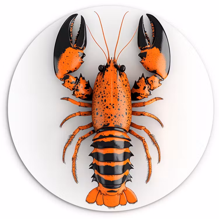Wandcirkel - Glas - Kreeft - Zwart - Oranje - Wit - Uniek — 1