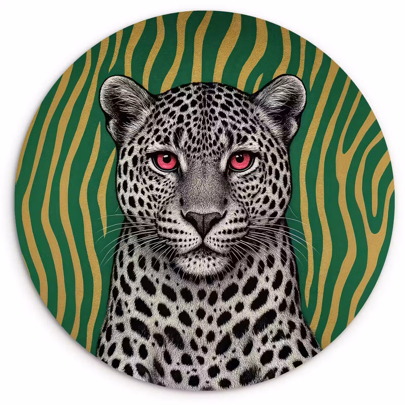 Wandcirkel - Glas - Panter - Zebrapatroon - Groen — 1