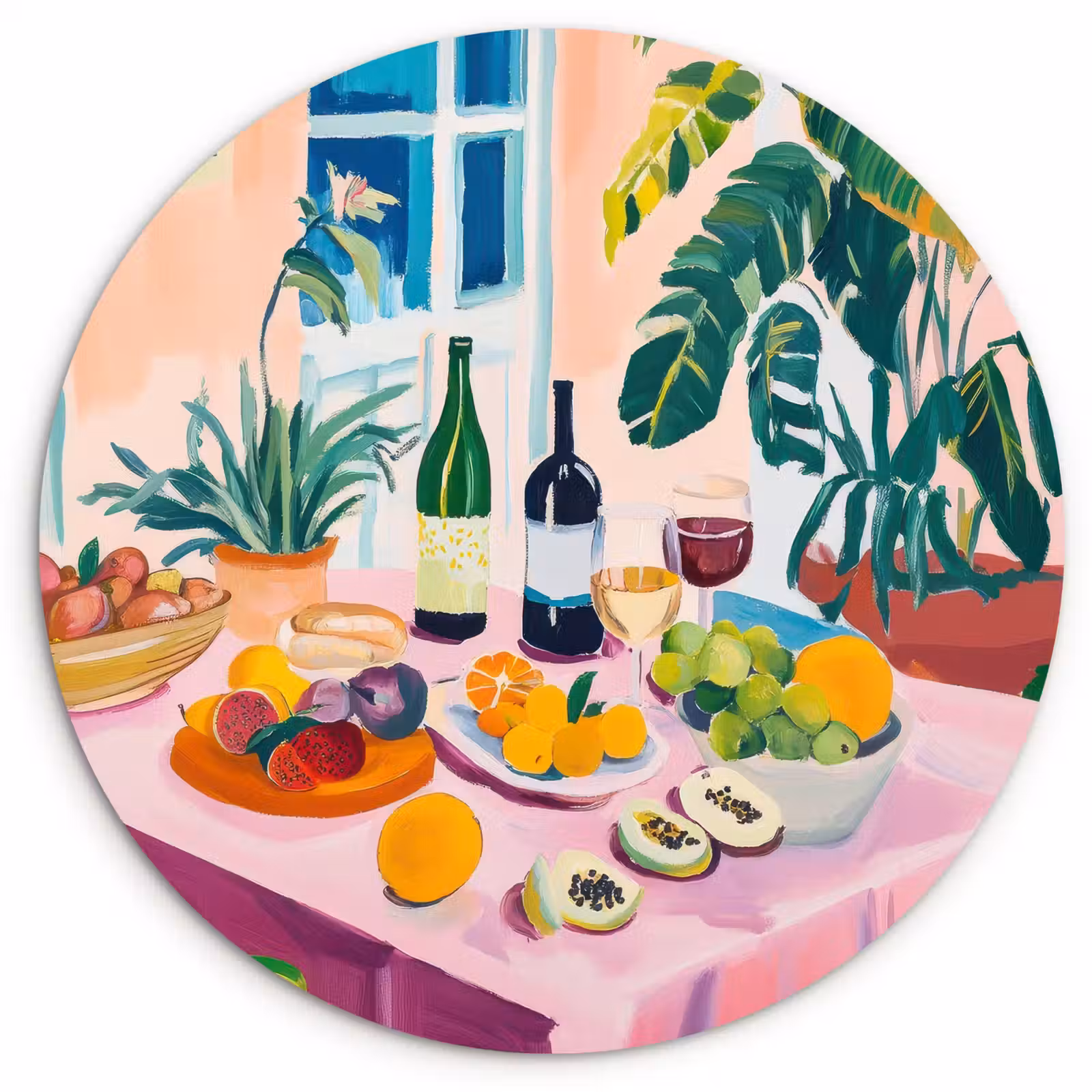 Wandcirkel - Glas - Tafel - Wijn - Fruit — 1