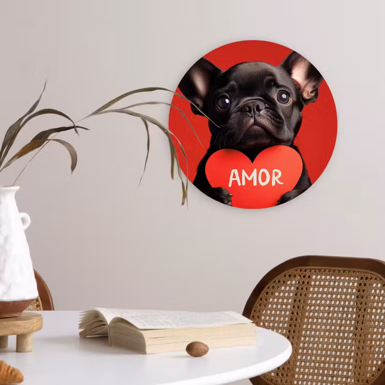 Wandcirkel - Glas - Amor - Hond - Hartje - Rood — 4