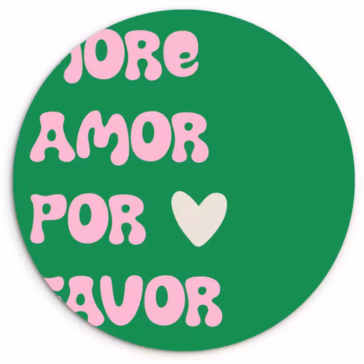 Wandcirkel - Glas - Amor - Valentijn - Groen - Tekst — 1